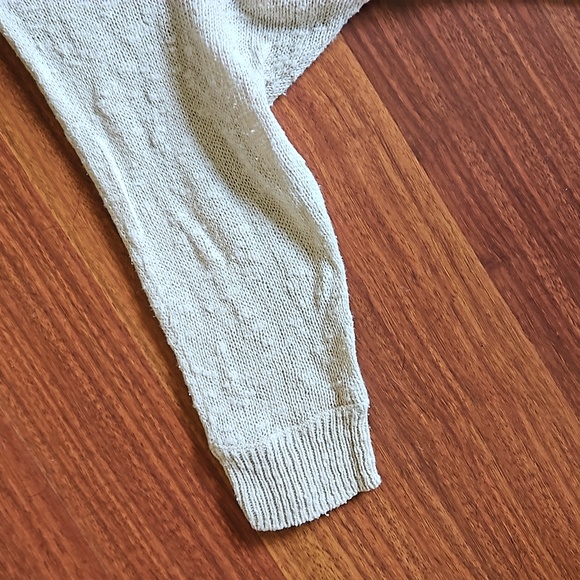 LOFT Linen Knit 3/4 Sleeve Scoop Neck Cream Beige Medium Petite - Picture 3 of 6